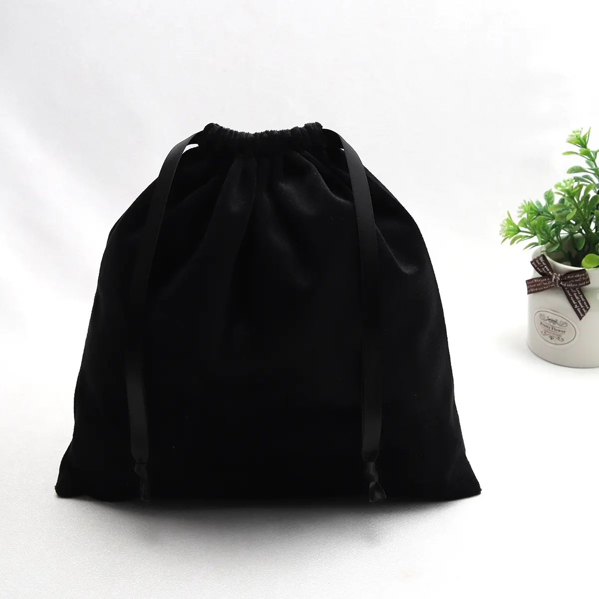 Custom Logo Printing Luxury Flannel Dust Packing Velvet Pouch For Handbags Purses Shoes Packing Velvet Bag
