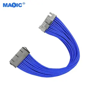 Wholesale 30cm Multi Color Sleeved Motherboard 24Pin PSU Power Supply Cable Male To Female Atx 24pin Psu Extension Cable