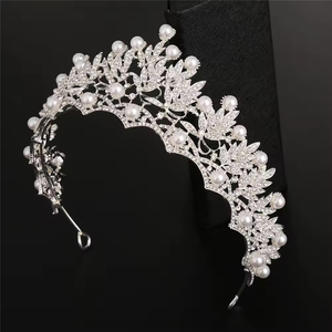 Diadema de Novia Coreana Popular con Pedrería, Accesorios de Boda, Corona de Perlas para Novia - Product Image 3
