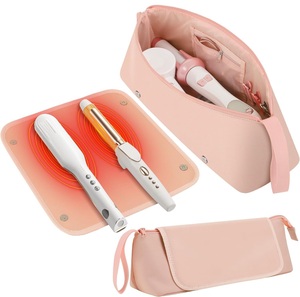 Tapis Résistant à la Chaleur Amovible, Organisateur d'Accessoires de Coiffure, Pochette de Rangement Essentielle pour Fer à Lisser, Sèche-Cheveux et Outils Thermiques, Sac de Voyage - Product Image 1