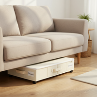 Boîtes de rangement sous le lit sur roulettes, lot de 2 avec supports pour étiquettes pour ranger vêtements, chaussures et couvertures