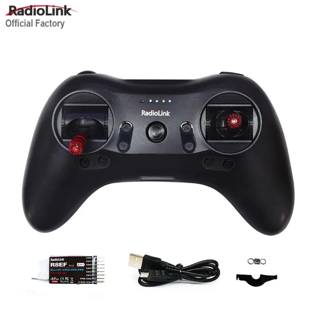 RadioLink Factory RC Transmitter T8S 8CH 2.4GHz 2km Control Distance Receiver R8EF for Aircraft/Drone Handle Remote Controller