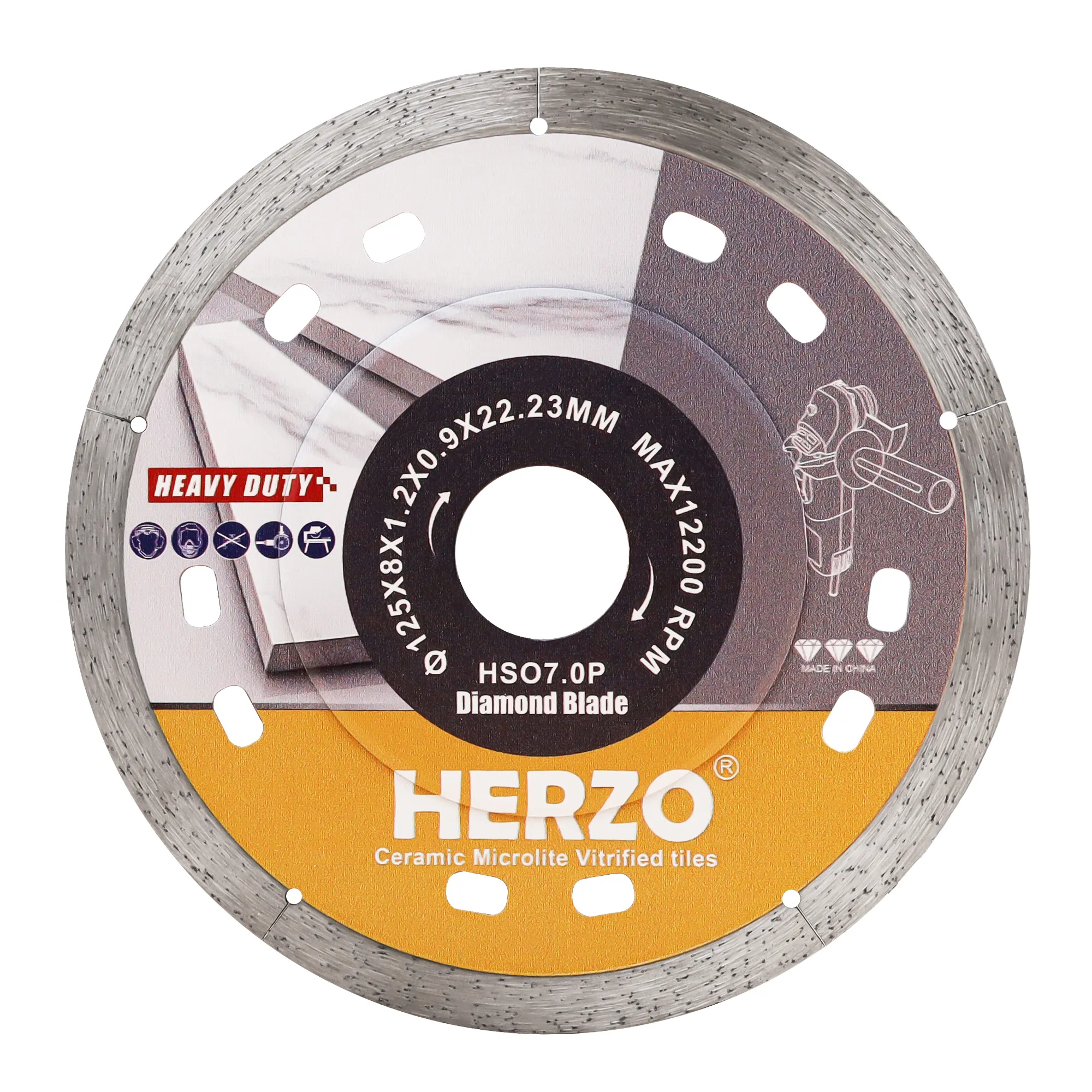 Lame de coupe en céramique de tuile de lame de diamant de HERZO 5 ''/125mm disque de scie de coupe de diamant d'OEM