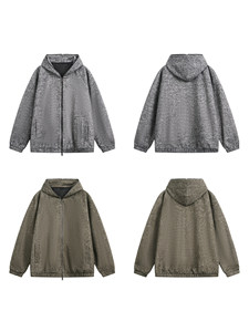 Pull à capuche zippé en mohair pour homme, couleur unie, épais, manches longues, idéal pour l'automne - Product Image 6