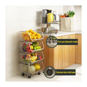 Multi Floors Seleciton Multifunction Kitchen Storage Basket Rack Shelf Fruit Vegetable Storage Shelf