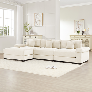 Cloud Couch Oversized Modular Sectional <b>Sofa</b> Set Ottoman-Plush Corduroy Deep Wide Seats Modern Design Hotel Villa Use Washable - Product Image 1