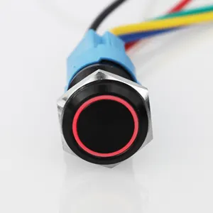 Langir 16mm 12V LED Metal interruptor de botón tablero símbolo personalizado enganche momentáneo encendido apagado interruptor de carreras de coches