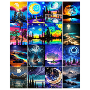 16 pezzi all'ingrosso 5d Diamond Painting Taojian notte cielo stellato luna quadrato diamante attività artistiche per adulti e tutte le età - Product Image 1
