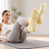 Chaussettes de yoga et de Pilates respirantes de haute qualité, personnalisables, en coton, pour femmes, mi-mollet, avec grip professionnel