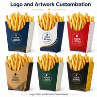 Boîtes à frites rigides en kraft avec logo personnalisé, pelliculage mat, doublure en éponge, cartons recyclables pour la restauration rapide