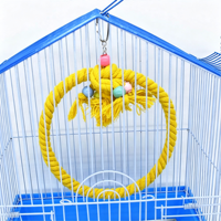 Jouet pour perroquet fait main personnalisable en fer, coton et lin, léger et durable, avec perles colorées, anneau suspendu et perchoir pour cage à oiseaux