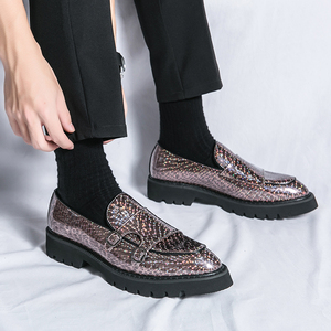 Chaussures à double boucle dorées à semelle épaisse en cuir verni pour <span class=keywords><strong>homme</strong></span> – Idéales pour les mariages - Product Image 5