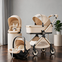 Poussette haute pour bébé avec nacelle amovible et poignée réversible