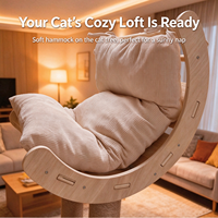 Arbre à chat et villa pour chat tout-en-un en bois massif, tour à chat multi-niveaux de luxe avec capsule spatiale, peu encombrant pour les grands chats