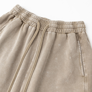 Short de survêtement personnalisé délavé à l'acide Streetwear de haute qualité pour hommes Poche en coton à impression bouffante - Product Image 3