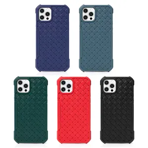 Coque mince en TPU pour iPhone 12 Pro Max, antichoc Durable, housse de protection en cuir au toucher, motif tissé pour iPhone 13 14