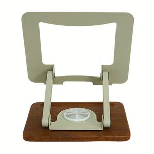 Support pour ordinateur portable ergonomique rotatif à 360° WORK EZ 2025, hauteur réglable, base antidérapante, construction en acier et bois, personnalisable - Product Image 3
