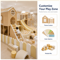 Structure de jeu souple avec toboggan et piscine à balles, beige, pour parc d'activités ouvert pour tout-petits, certifiée CE pour les lieux commerciaux