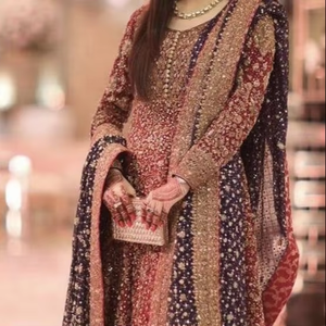 Superbe robe Anarkali Plazzo pour mariage indien pakistanais Collection 2019 Broderie lourde Zardozi Travail Style indien pakistanais - Product Image 6