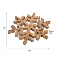 Dessous de plat en bambou créatif en forme de flocon de neige, cuisine en bois d'acacia pour bol, théière, coussins, supports de Pot chaud, tapis résistant à la chaleur