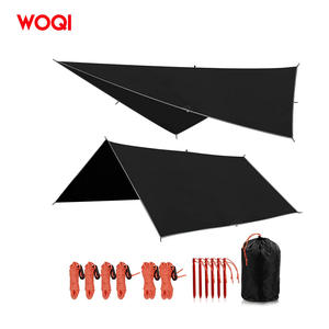 ผ้าใบกันน้ำ WOQI ขนาด 300x300 ซม. รูปทรงสี่เหลี่ยม ผลิตจากโพลีเอสเตอร์ สำหรับตั้งแคมป์ เดินป่า และกิจกรรมกลางแจ้ง สีดำ - Product Image 4