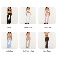 NCLAGEN Nouvel ensemble 2 pièces pour femme : Soutien-gorge de sport dos ouvert effet seconde peau et pantalon évasé taille élastique – Tenue de sport et fitness