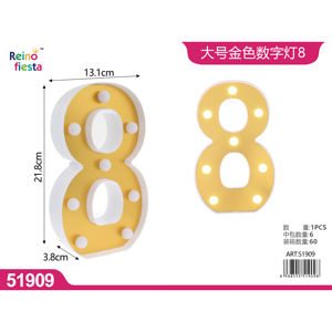 Grande oro numero 8 ha condotto la luce della lettera per la batteria del partito non inclusa - Product Image 1