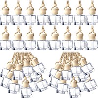 Diffuseur d'arômes pour voiture en forme de pendentif, flacon carré en verre avec couvercle en bois, parfum d'ambiance - Fourniture exclusive en gros transfrontalier