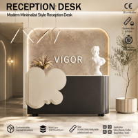 Comptoir de réception incurvé moderne de luxe léger sur mesure pour salon de beauté, magasin de vêtements, bureau, poste d'infirmière, hôtel, caisse