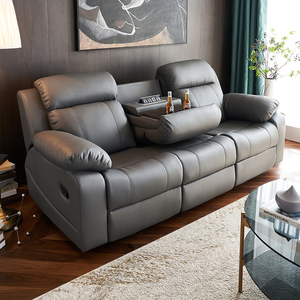 Sofá Reclinable Eléctrico de Primera Clase, Diseño Moderno, Tapizado en Cuero, Multifuncional, para Sala de Estar, Tres Personas, Modelo 6882-39 - Product Image 1