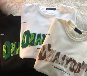 100% Cotton Custom French Terry Chenille Embroidery Logo Printed Plus Size Oversized Casual <b>Men's</b> T-<b>Shirts</b> - Product Image 2