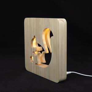 Lámpara de Mesa <span class=keywords><strong>USB</strong></span> DC 5V, Lámpara de Escritorio LED Decorativa, Lámpara de Noche de Madera de Pino Blanco Cálido con Interruptor de Botón - Product Image 5