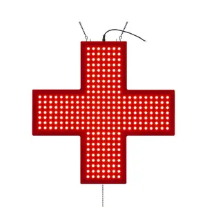 室内Farmacia 48X48cm厘米红色发光二极管药房标志定制十字发光二极管显示屏