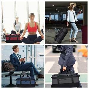 Bolsa de Lona Plegable Extra Grande de Poliéster con Bolsillos con Cremallera, Bolsillo Impermeable, para Gimnasio, Deportes, Viajes, Fin de Semana, Gran Capacidad - Product Image 5