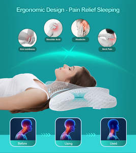 Bantal Busa Memori Kontur Ergonomis Ortopedi Servikal Bentuk Kupu-kupu OEM ODM untuk Tidur di Tempat Tidur - Product Image 3