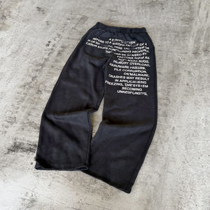 Pantalones Personalizados de Felpa Francesa 100% Algodón, Lavado Ácido con Efecto Desgastado, Estilo Oversize para Hombre, con Logotipo Impreso, Vintage, de Pierna Ancha - Product Image 2