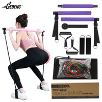 Barre de Yoga et Pilates Multifonctionnelle Gedeng Noire avec Bandes de Résistance Ajustables – Kit d'Entraînement Fitness à Domicile
