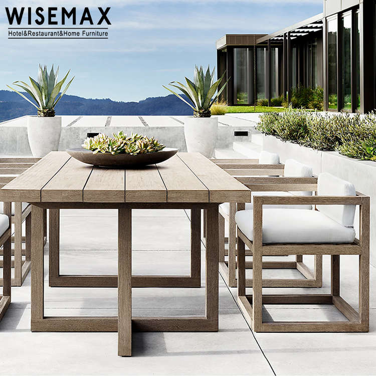 Мебель WISEMAX, оптовая продажа, высококачественные деревянные обеденные столы, стулья из массива тикового дерева, комплект обеденных стульев для дома и улицы