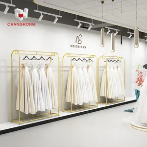 Clothes Rack Gold Clothing Retail Store Fixture Bespoke Wedding Shop Fitting Boutique Bridal Shop Fittings And Display