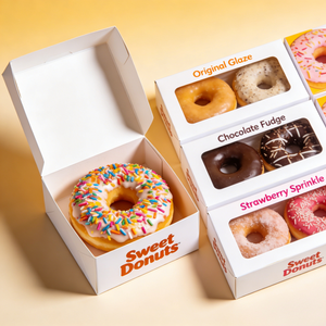 Boîte à <span class=keywords><strong>donuts</strong></span> personnalisée avec fenêtre transparente, emballage de boulangerie en gros pour desserts et <span class=keywords><strong>donuts</strong></span> de qualité supérieure - Product Image 4