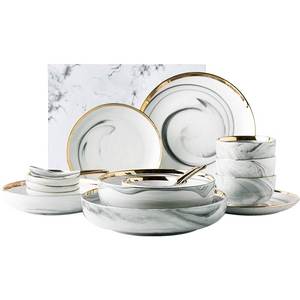 7 PCS de lujo China de hueso, plato de cena ensalada de arroz fideos de platos de sopa de vajilla de porcelana conjuntos - Product Image 1