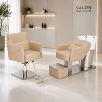 Ensemble de mobilier de salon de beauté XFMC Factory Outlet : Fauteuil de barbier de luxe et fauteuil de lavage haut de gamme en acier inoxydable pour poste de salon