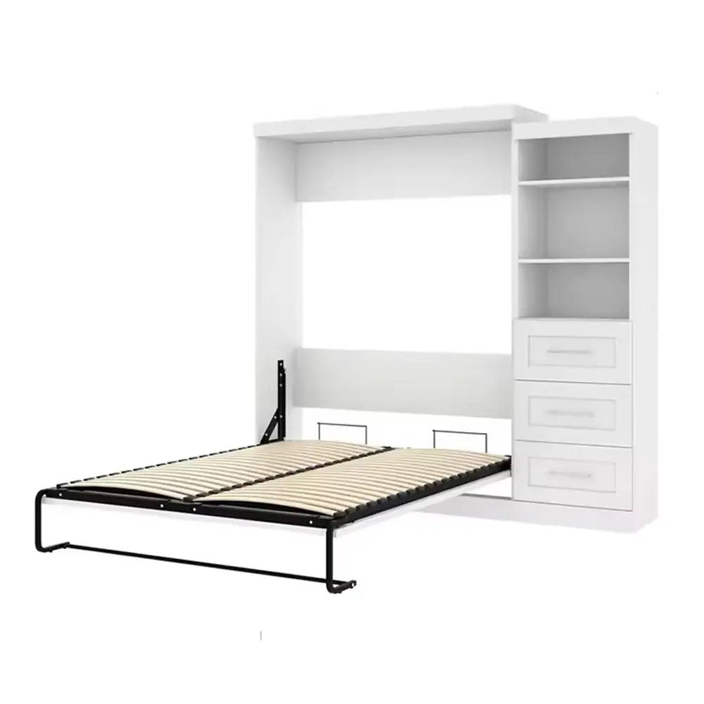 Cama de pared con almacenamiento eficiente en el espacio, diseño personalizable para apartamentos pequeños y habitaciones de invitados, cama Murphy con armario