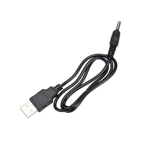 Câble de chargement USB, Interface ronde DC 3.5mm pour lampes de poche et lampes frontales, 5V 1A, matériau PVC noir - Product Image 1