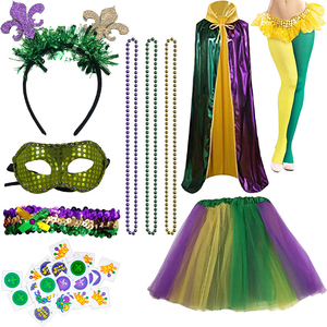 Haute qualité nouvelle-<span class=keywords><strong>orléans</strong></span> mardi Gras chapeaux vêtements boucles d'oreilles masque ensemble mardi Gras perles pour Mardi Gras fête décoration - Product Image 1