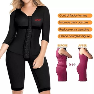 Moldeador de cuerpo con logotipo de curvas colombianas para mujeres de talla grande, faja de manga larga con levantador de glúteos, ganchos de entrenamiento de cintura para cirugía posterior - Product Image 5
