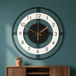 Modern Black and White Round Wall <b>Clock</b> with Gold <b>Hands</b> Elegant Decorative <b>Clock</b> for Living Room Office Home Decor - Product Image 5