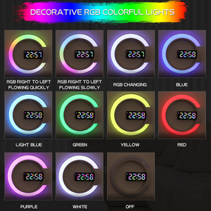Tranh Luận 12-inch LED kỹ thuật số Đồng hồ treo tường RGB ánh sáng ban đêm điều khiển từ xa Tuần Báo động hiển thị nhiệt độ hiện đại cho bàn nhà bảng - Product Image 6