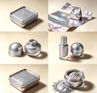 Pigment de revêtement métallique holographique gris moyen GUANZUN en vrac, poudre de 5 à 100 microns pour sérigraphie et arts graphiques