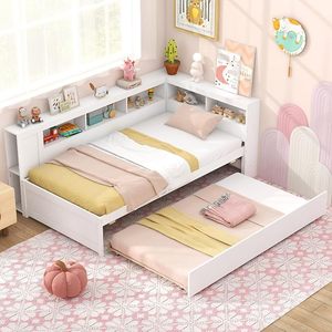<span class=keywords><strong>Lit</strong></span> superposé double avec rangement, tête de <span class=keywords><strong>lit</strong></span> réversible, design en forme de L, lattes en bois pour enfants, garçons et filles, blanc - Product Image 2